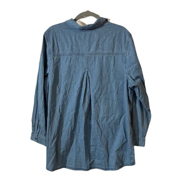 Jessica London Women's Size 20 W Blue Denim Button-Up Shirt Western Minimilist - Picture 3 of 9